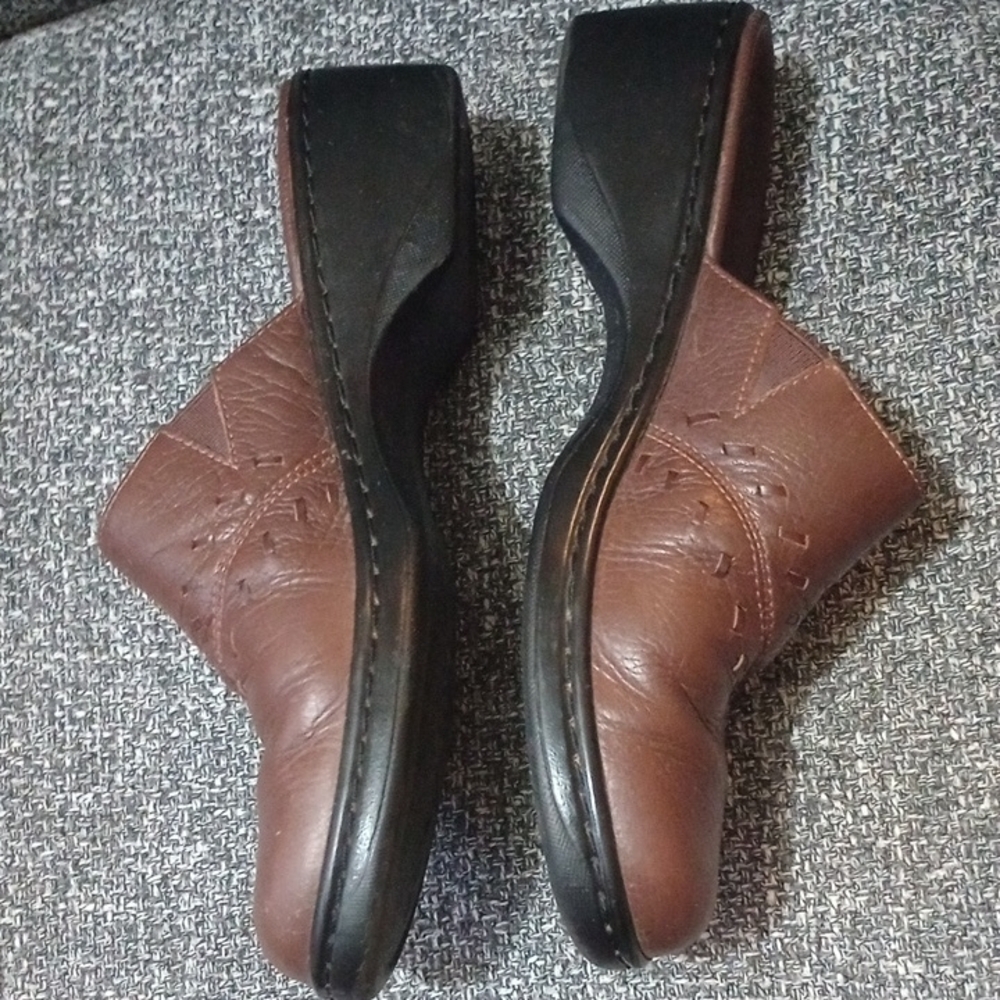 Clarks Brown Leather Loafers Slip-On Comfort - Picture 4 of 7